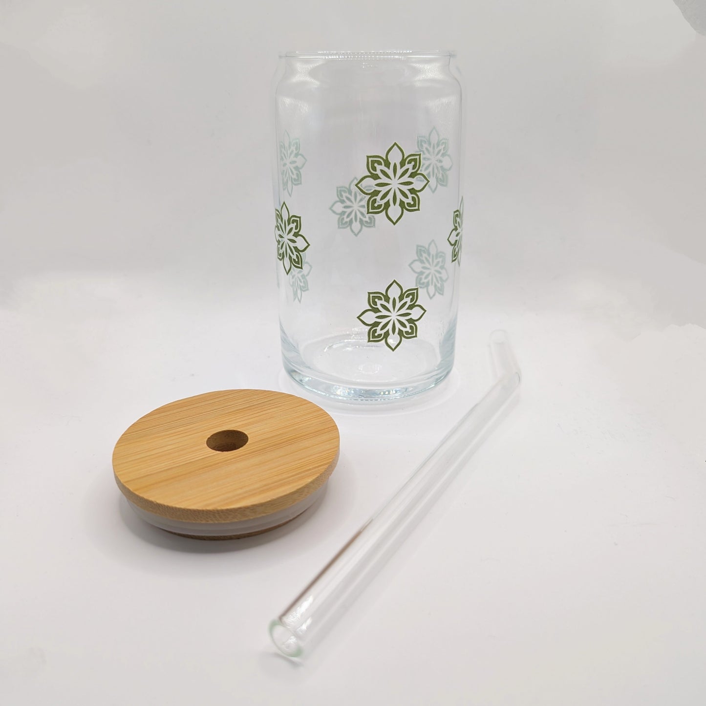Green Floral Drinkware